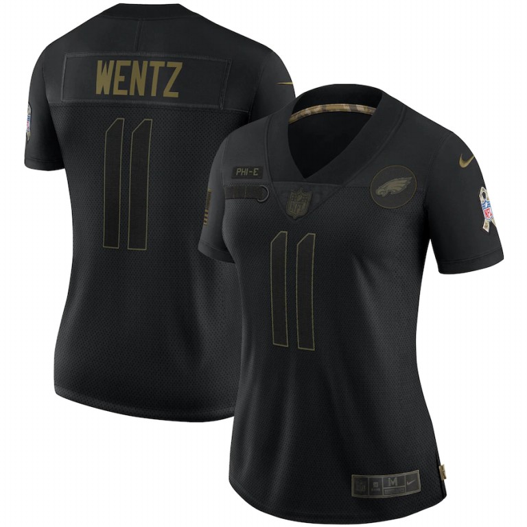 NFL Philadelphia Eagles11 Carson Wentz Nike Women 2020 Salute To Service Limited  Black jerseys
